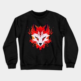 Howling at the Moon: Flame Wolf Design Crewneck Sweatshirt